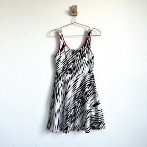 Express Y2K Zebra Print Skater Mini Cotton Dress - Size S